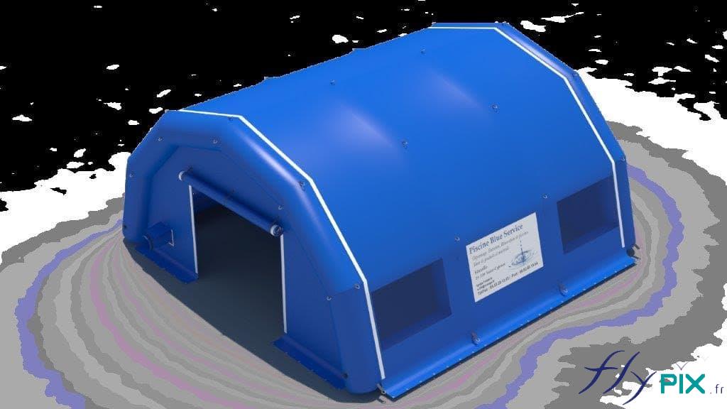 Une vue 3D d'un bon à tirer d'un abri gonflable à pans coupés Une vue 3D d'un bon à tirer d'un abri gonflable à pans coupés