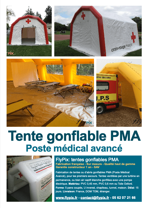 tentes, abris et hangars gonflables PMA Poste médical avancé.