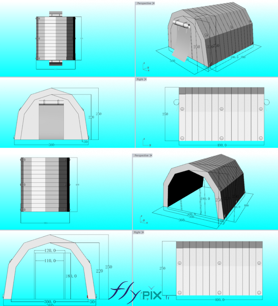 2 abris gonflables militaires, pour la Marine Nationale.